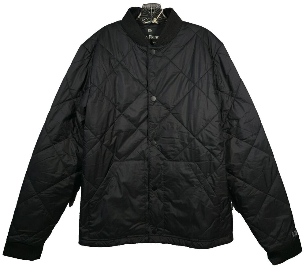 Tentree Mens Small Black Diamond Padded Bomber Jacket
